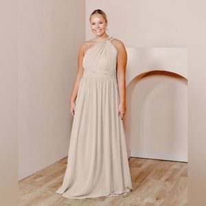 Revelry Brooklyn one-shoulder bridesmaids dress